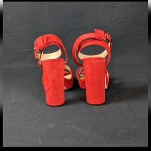 Bcbg Maxazria red suede heels with ankle strap. 38